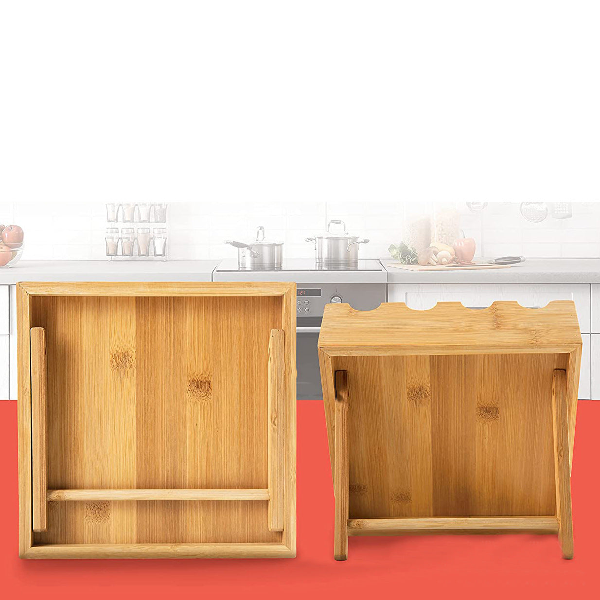 Wall-mounted Kitchen 12-grid Bamboo Cruet Shelf