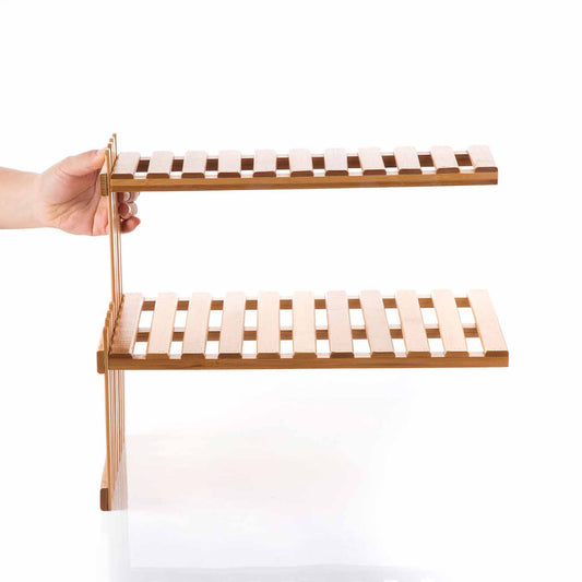 2 Layers Bamboo Storage Rack Kitchen Spice Jar Bottle Sea Son