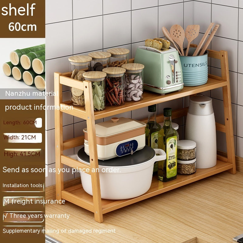 Kitchen Desktop Narrow Seam Bamboo Storage Rack