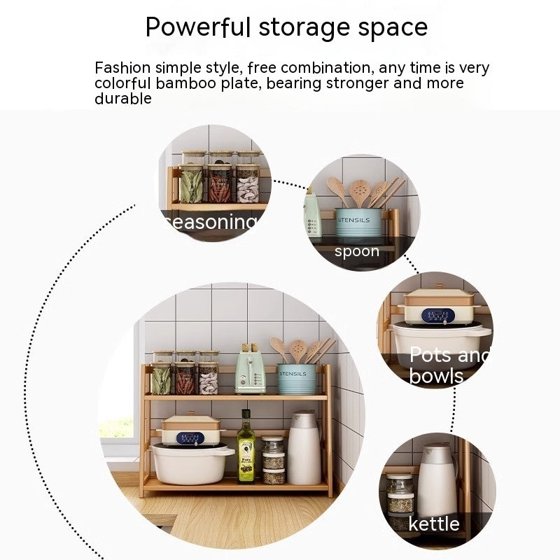 Kitchen Desktop Narrow Seam Bamboo Storage Rack